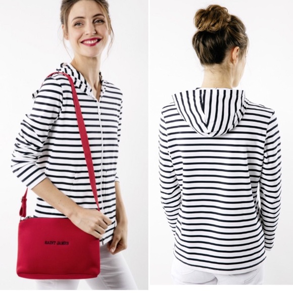 Saint James Tops - Saint James PLOUGASTEL II Striped Hoodie Jacket L